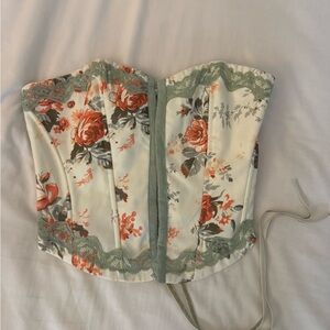 Princess Polly Floral Corset Top with Lace Trim